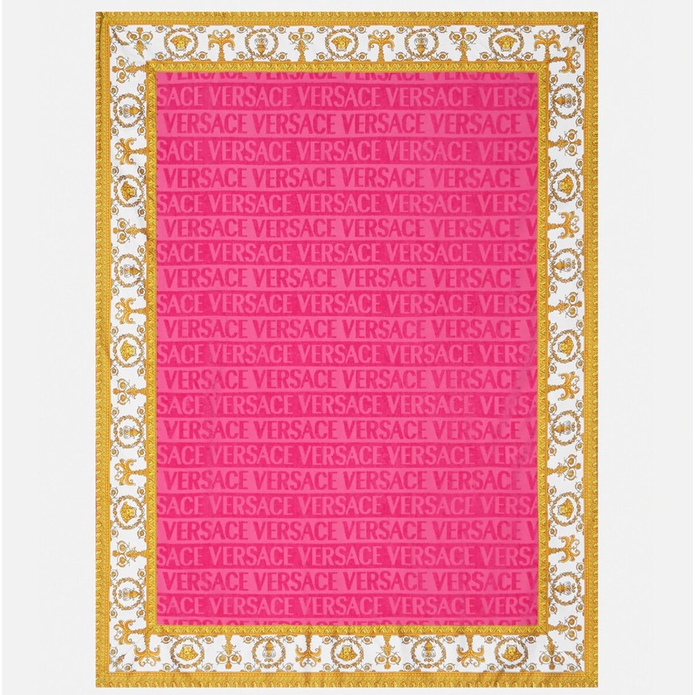 Pink Versace I love Baroque Beach Towel